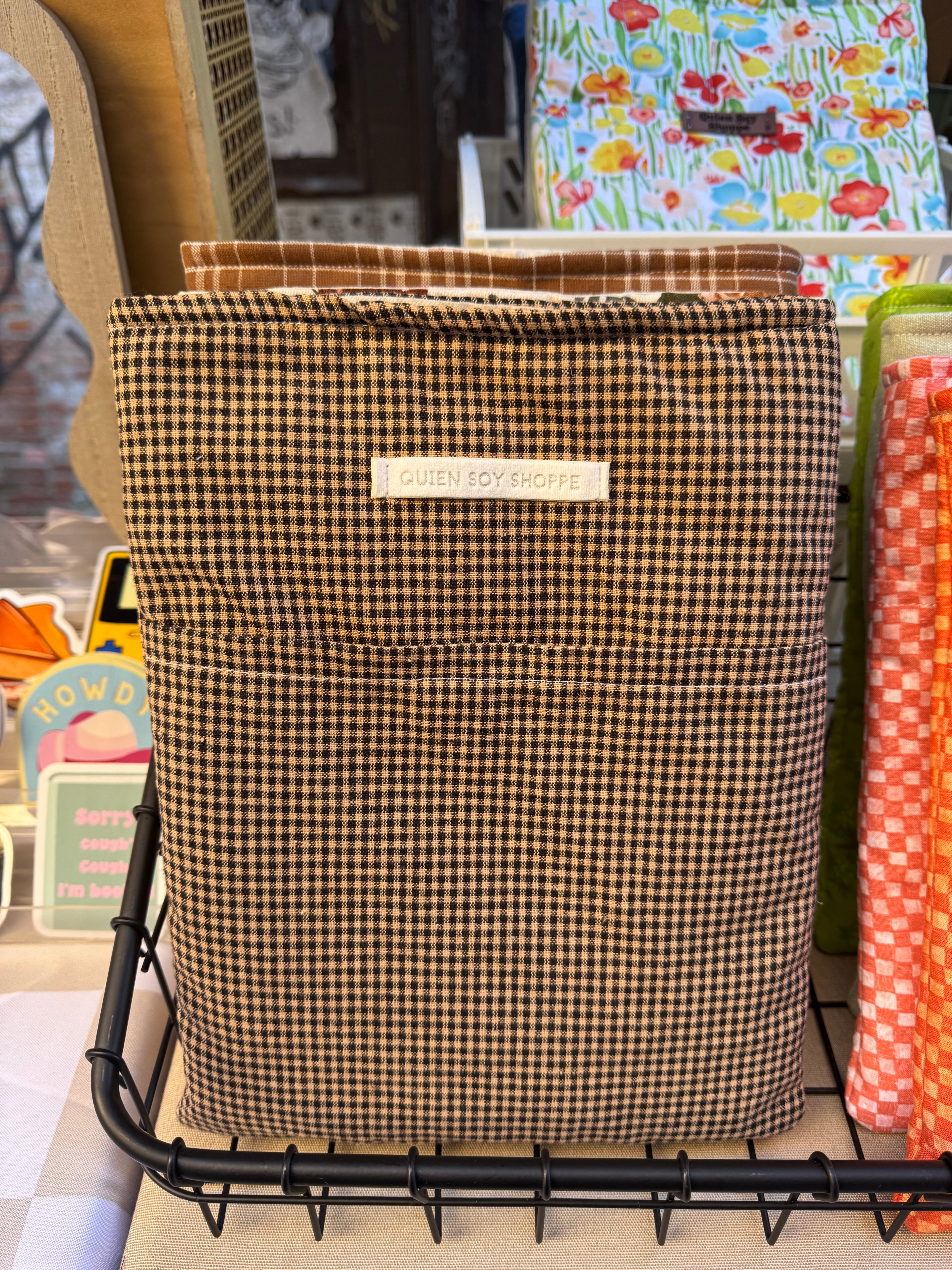 Cozy Brown Gingham Booksleeve